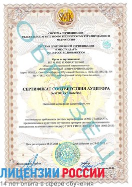 Образец сертификата соответствия аудитора №ST.RU.EXP.00014299-1 Тверь Сертификат ISO 14001